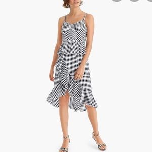 NWT J. Crew Ruffle Gingham Silk Dress